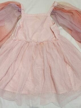 Cat & Jack Girls Pink Glitter Tulle Dress with Ombre Puff Sleeves
